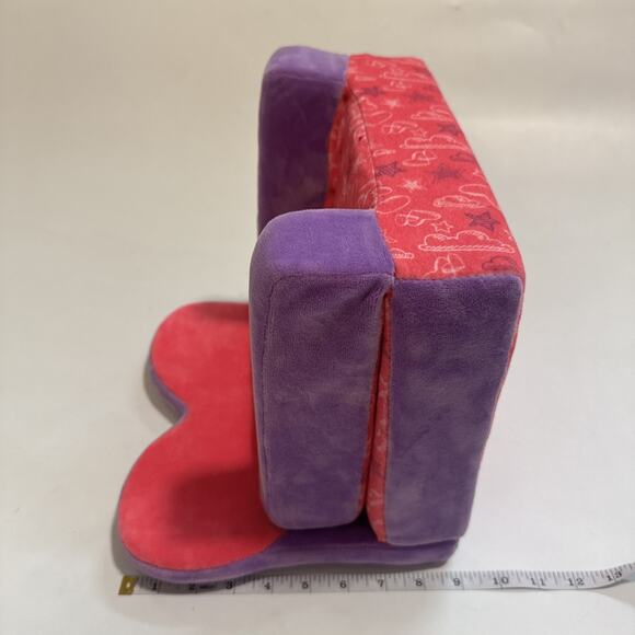 Build A Bear Plush Pink Purple Heart Shaped Fold Out Couch Futon Bed Chair - Picture 6 of 7